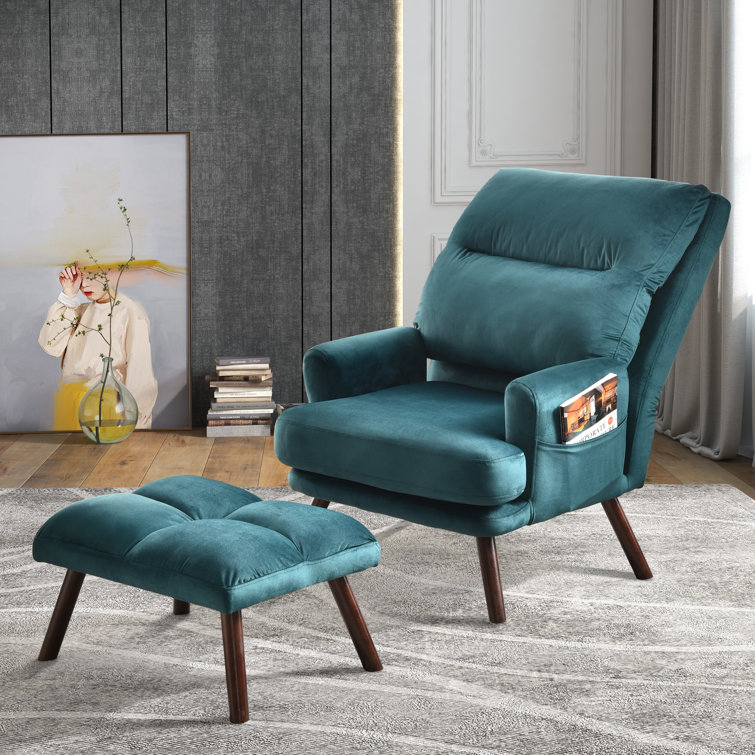 Teal chair shop with ottoman